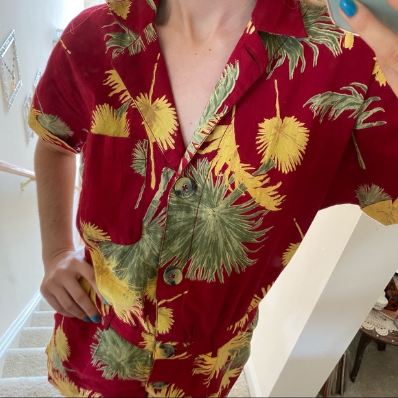 Free people Hawaiian print shorts romper button - Picture 4 of 8
